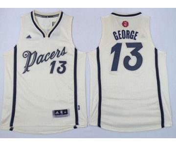 Men's Indiana Pacers #13 Paul George Revolution 30 Swingman 2015 Christmas Day Cream Jersey