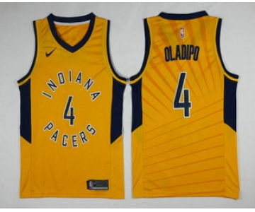 Men's Indiana Pacers #4 Victor Oladipo New Yellow 2017-2018 Nike Swingman Stitched NBA Jersey