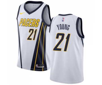 Nike Pacers #21 Thaddeus Young White NBA Swingman Earned Edition Jersey