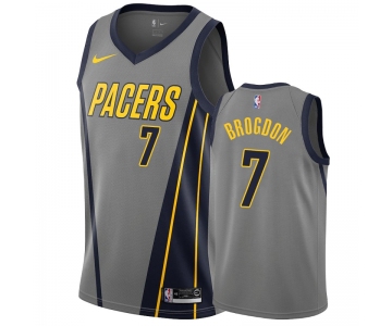 Nike Pacers #7 Malcolm Brogdon Gray City Edition Men's NBA Jersey