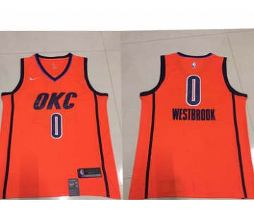 Men's Oklahoma City Thunder #0 Russell Westbrook Nike Orange 2018-19 Swingman Earned Edition Jersey