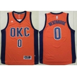 Men's Oklahoma City Thunder #0 Russell Westbrook Revolution 30 Swingman 2015-16 New Orange Jersey