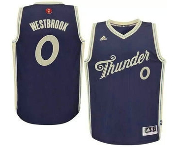 Men's Oklahoma City Thunder #0 Russell Westbrook Revolution 30 Swingman 2015 Christmas Day Blue Jersey