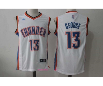 Men's Oklahoma City Thunder #13 Paul George White Stitched NBA Adidas Revolution 30 Swingman Jersey