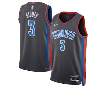 Men's Oklahoma City Thunder #3 Josh Giddey Gray Icon Edition Stitched Basketball Jersey