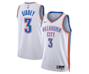 Men's Oklahoma City Thunder #3 Josh Giddey White Association Edition Stitched Basketball Jersey