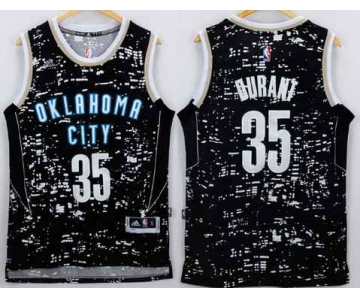 Men's Oklahoma City Thunder #35 Kevin Durant Adidas 2015 Gray City Lights Swingman Jersey