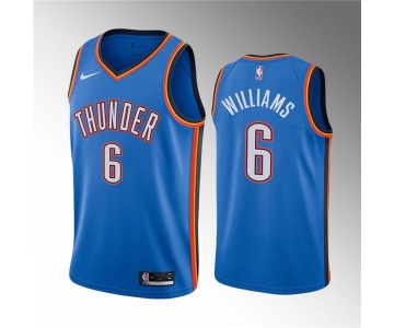 Men's Oklahoma City Thunder #6 Jaylin Williams Blue Icon Edition Stitched Basketball Jersey