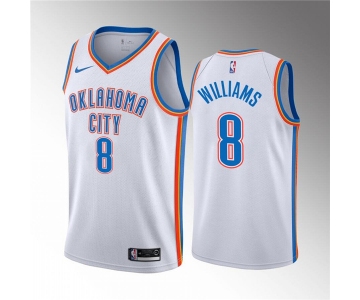 Men's Oklahoma City Thunder #8 Jalen Williams White Association Edition Stitched Basketball Jersey