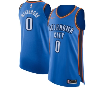 Nike Oklahoma City Thunder #0 Russell Westbrook Blue NBA Authentic Icon Edition Jersey