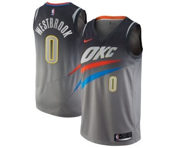 Nike Oklahoma City Thunder #0 Russell Westbrook Gray NBA Swingman City Edition Jersey