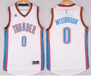 Oklahoma City Thunder #0 Russell Westbrook Revolution 30 Swingman 2014 New White Jersey