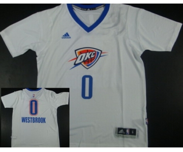 Oklahoma City Thunder #0 Russell Westbrook Revolution 30 Swingman 2014 New White Short-Sleeved Jersey