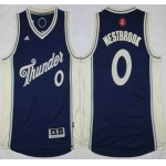 Oklahoma City Thunder #0 Russell Westbrook Revolution 30 Swingman 2015 Christmas Day Navy Blue Jersey