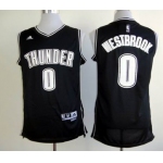 Oklahoma City Thunder #0 Russell Westbrook Revolution 30 Swingman Black With White Jersey