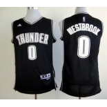 Oklahoma City Thunder #0 Russell Westbrook Revolution 30 Swingman Black With White Jersey