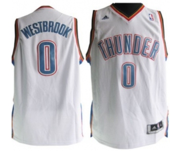 Oklahoma City Thunder #0 Russell Westbrook Revolution 30 Swingman White Jersey