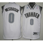 Oklahoma City Thunder #0 Russell Westbrook Revolution 30 Swingman White With Black Jersey