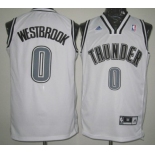 Oklahoma City Thunder #0 Russell Westbrook Revolution 30 Swingman White With Black Jersey