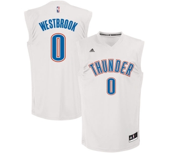 Oklahoma City Thunder 0 Russell Westbrook White Fashion Replica Jersey