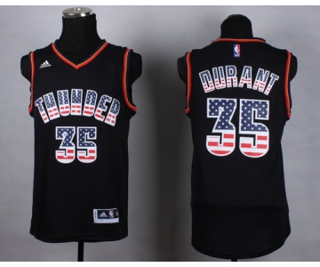 Oklahoma City Thunder #35 Kevin Durant Revolution 30 Swingman 2014 USA Flag Fashion Black Jersey