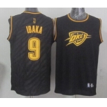 Oklahoma City Thunder #9 Serge Ibaka Revolution 30 Swingman 2014 Black With Gold Jersey