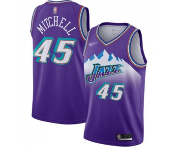 Jazz #45 Donovan Mitchell Purple Basketball Swingman Hardwood Classics Jersey