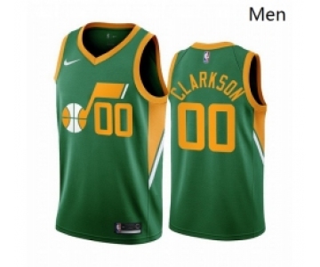 Men Utah Jazz 00 Jordan Clarkson Green NBA Swingman 2020 21 Earned Edition Jersey