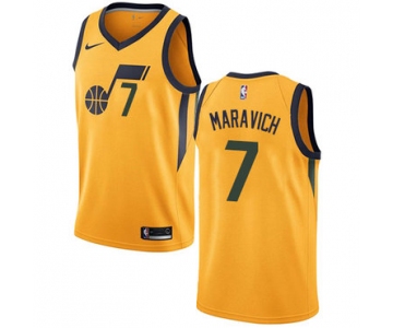 Men's NBA Utah Jazz #7 Pete Maravich Swingman Gold Association Edition Nike Jersey