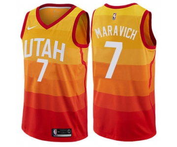 Men's NBA Utah Jazz #7 Pete Maravich Swingman Orange City Edition Nike Jersey