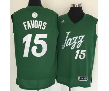 Men's Utah Jazz #15 Derrick Favors adidas Green 2016 Christmas Day Stitched NBA Swingman Jersey