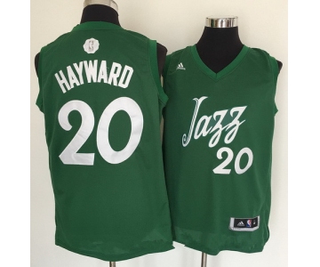 Men's Utah Jazz #20 Gordon Hayward adidas Green 2016 Christmas Day Stitched NBA Swingman Jersey