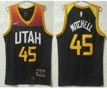 Men's Utah Jazz #45 Donovan Mitchell Black 2021 City Edition Nike Swingman Stitched NBA Jersey