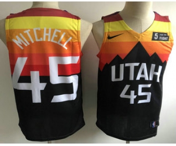 Men's Utah Jazz #45 Donovan Mitchell Mountain Black 2020 Nike Swingman 5 For The Fight Stitched NBA Jersey