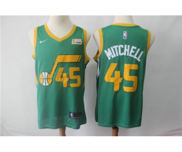 Men's Utah Jazz 45 Donovan Mitchell Nike Green 2018-19 Swingman Earned Edition Jersey - Earned Edition