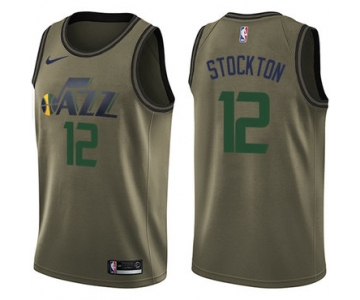 Nike Jazz #12 John Stockton Green Salute to Service NBA Swingman Jersey