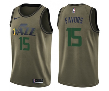 Nike Jazz #15 Derrick Favors Green Salute to Service NBA Swingman Jersey