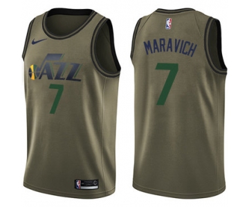 Nike Jazz #7 Pete Maravich Green Salute to Service NBA Swingman Jersey