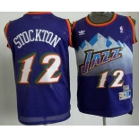 Utah Jazz #12 John Stockton Mountain Purple Hardwood Classics Soul Swingman Throwback Jersey