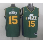 Utah Jazz #15 Derrick Favors Revolution 30 Swingman 2014 New Green Swingman Jersey