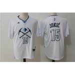 Men's Denver Nuggets #15 Nikola Jokic White Short-Sleeved Stitched NBA adidas Revolution 30 Swingman Jersey