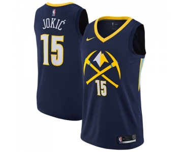 Nike Denver Nuggets #15 Nikola Jokic Navy NBA Swingman City Edition Jersey