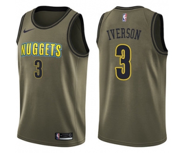 Nike Denver Nuggets #3 Allen Iverson Green Salute to Service NBA Swingman Jersey