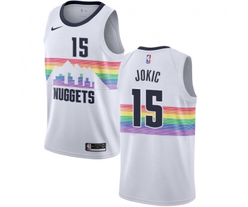 Nike Nuggets #15 Nikola Jokic White NBA Swingman City Edition 2018-19 Jersey