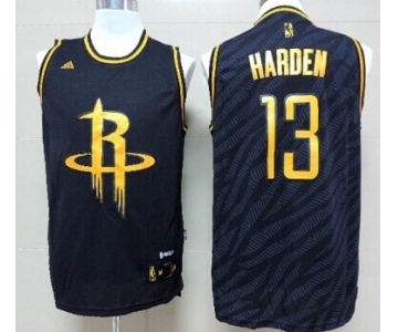 Houston Rockets #13 James Harden Revolution 30 Swingman 2014 Black With Gold Jersey