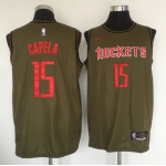 Houston Rockets #15 Clint Cepela Olive Nike Swingman Jersey