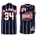 Houston Rockets #34 Hakeem Olajuwon ABA Hardwood Classic Swingman Navy Blue Jersey