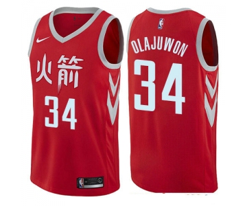 Houston Rockets #34 Hakeem Olajuwon Red Nike NBA Men's Stitched Swingman Jersey City Edition