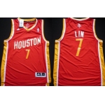 Houston Rockets #7 Jeremy Lin Revolution 30 Swingman Red With Gold Jersey