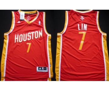 Houston Rockets #7 Jeremy Lin Revolution 30 Swingman Red With Gold Jersey